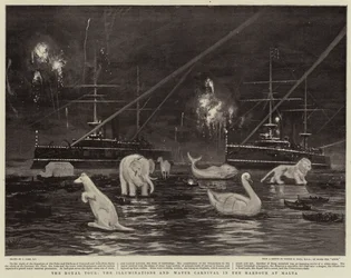 The Royal Tour, the Illuminations and Water Carnival in the Harbour at Malta