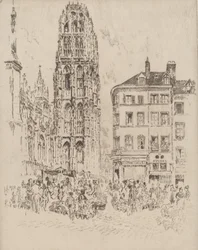Flower Market and Butter Tower, Rouen, 1907
