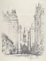 Looking up Broad Street from Spruce Street