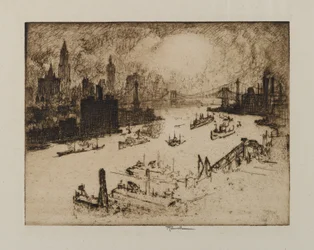Sunset from Williamsburg Bridge, 1915