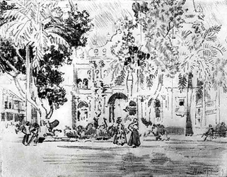 The Cathedral, plate XXVI from The Panama Canal by Joseph Pennell