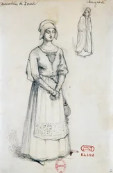 Costume for character of Margaret in Damnation of Faust by Hector Berlioz, sketch by Joseph Porphyre Pinchon
