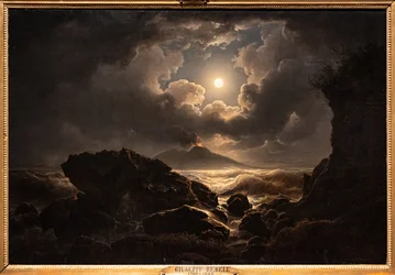 Gale in the Gulf of Naples at moonlight