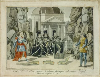 Tamino and Papageno with the Three Ladies (engraving)