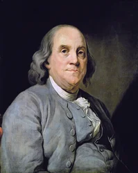 Portrait of Benjamin Franklin (colour lithograph)