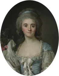 Portrait of Comtesse de Provence, half-length, in a turquoise dress with white lace trim and ribbon