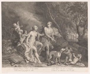 Venus and Adonis as Lovers with Four Putti