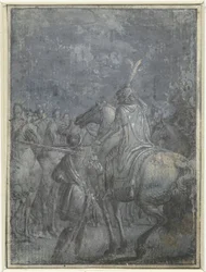 Military Commander on Horseback with Other Riders (Group of Similar Illustrations with Knights and Riders)