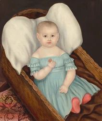 Baby in Wicker Basket, c.1840