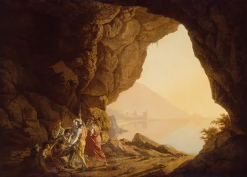 Grotto by the Seaside in the Kingdom of Naples with Bandits, Sunset