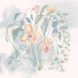 Birds in Pastel Blooms