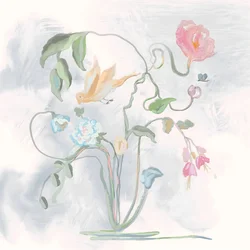 Pastel Bird Flowers