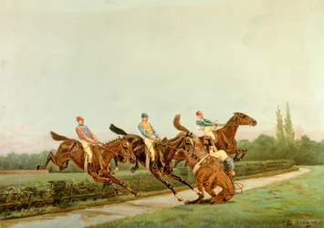 Horses and Jockeys, 20th century (illustration)