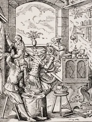 Goldsmith, reproduction of 16th century woodcut by Jost Amman