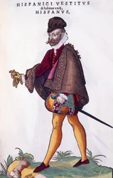 Costume of a Spanish nobleman, engraving from Habitus praecipuorum popularum