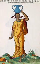 Ethiopian woman, engraving from Habitus praecipuorum populorum tam virorum quam foeminarum singulari arte depicti, Nuremberg