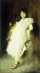 Portrait of a Young Girl with her Dog