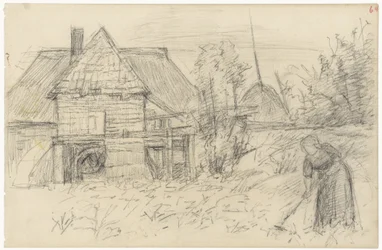 Watermill with Raking Woman
