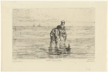 Children Playing with a Boat on the Beach