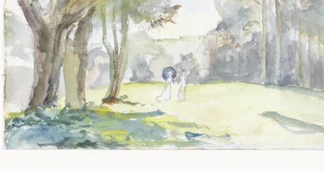 Man and Woman in Clearing Among Trees