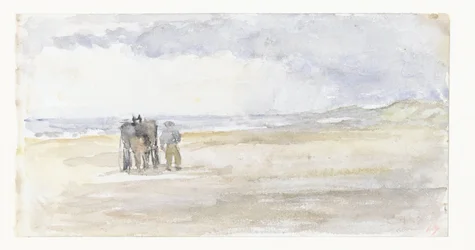 Man with Horse and Cart on the Beach