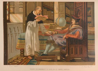 Vincent of Beauvais and Saint Louis. From: La ciencia y sus hombres, 1879