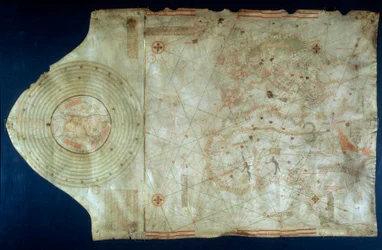 Marine Chart of Juan de la Cosa, Cartographer Companion of Navigator Christopher Columbus