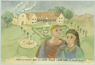 Marcus and Julia, with their newly built villa, 2003