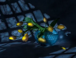 Luminous Tulips Blue Vase