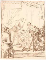 Queen Elizabeth of England Presenting the Order of the Garter to Duke Adolf of Gottorp in 1568