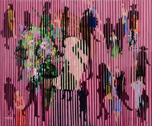 Dynamic Pink Crowd