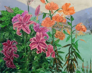 Pink Orange Garden Lilies