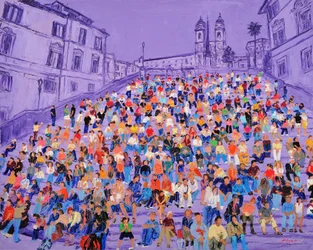 Purple Spanish Steps Crowd