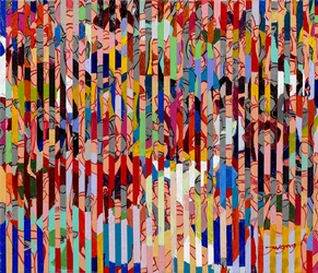 Vibrant Striped Crowd