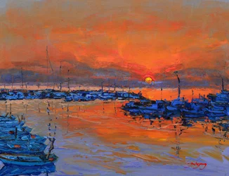 Vibrant Sunset Marina