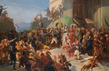 Sultan Selim III visiting General Horace Sebastiani during the defence of Constantinople against the British fleet, February 1807