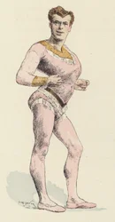 Circus Strong Man with Pronounced Chest (color lithograph)