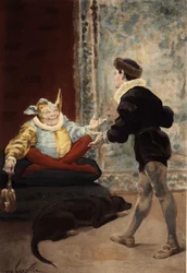 Discussion between Triboulet and Panurge. Illustration by Jules Garnier. In 