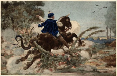 Gargantua on His Mare Destroying the Beauce Forest. Gargantua. Illustration by Jules Garnier. In 