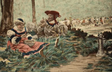 Grandbuckthorn and Gargamelle Eating Guts. Gargantua. Illustration by Jules Garnier. In 