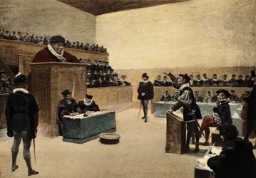 Judge Pantagruel in the Trial between the Lords of Humevesne and Baisecul. Pantagruel. Illustration by Jules Garnier. In 