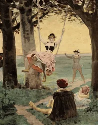 Men and Women Playing the Brandelle. Gargantua. Illustration by Jules Garnier. In 