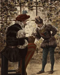 Pantagruel Holding a Book of Virgil and Panurge. Pantagruel. Illustration by Jules Garnier. In 