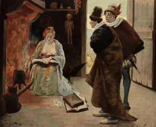 Panurge and Epistemon at the old Sibyl of Panzoust. Illustration by Jules Garnier. In 