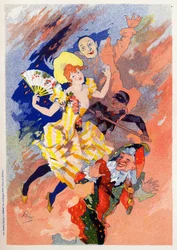 The mime show. Allegory by Jules Cheret, France, c.1890