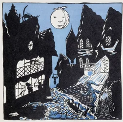 The cities in the Middle Ages: a street at night - in 