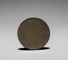 Medal: Five Sols issued by Monneron Brothers, Paris, reverse