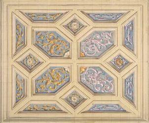 Design for a Coffered Ceiling Decorated with Rinceaux