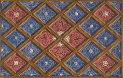 Design for a Coffered Ceiling with Painted Initials: SRI, 1840-97