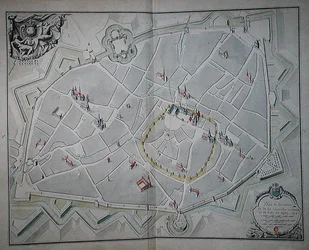 Plan of the old and new city walls of Dijon